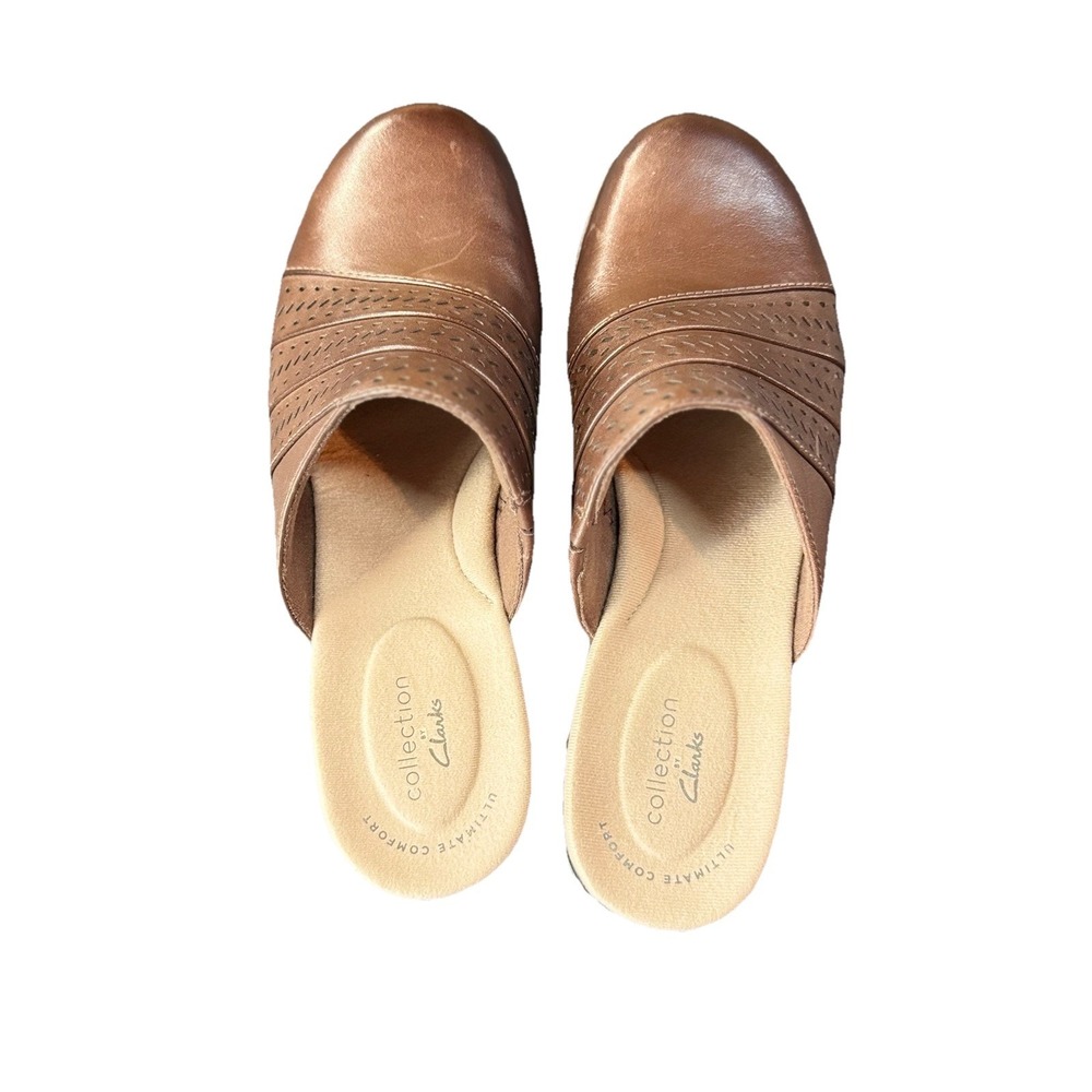 Women's Size 6 Ultimate Comfort Collection Clarks Mule Clogs Brown Leather